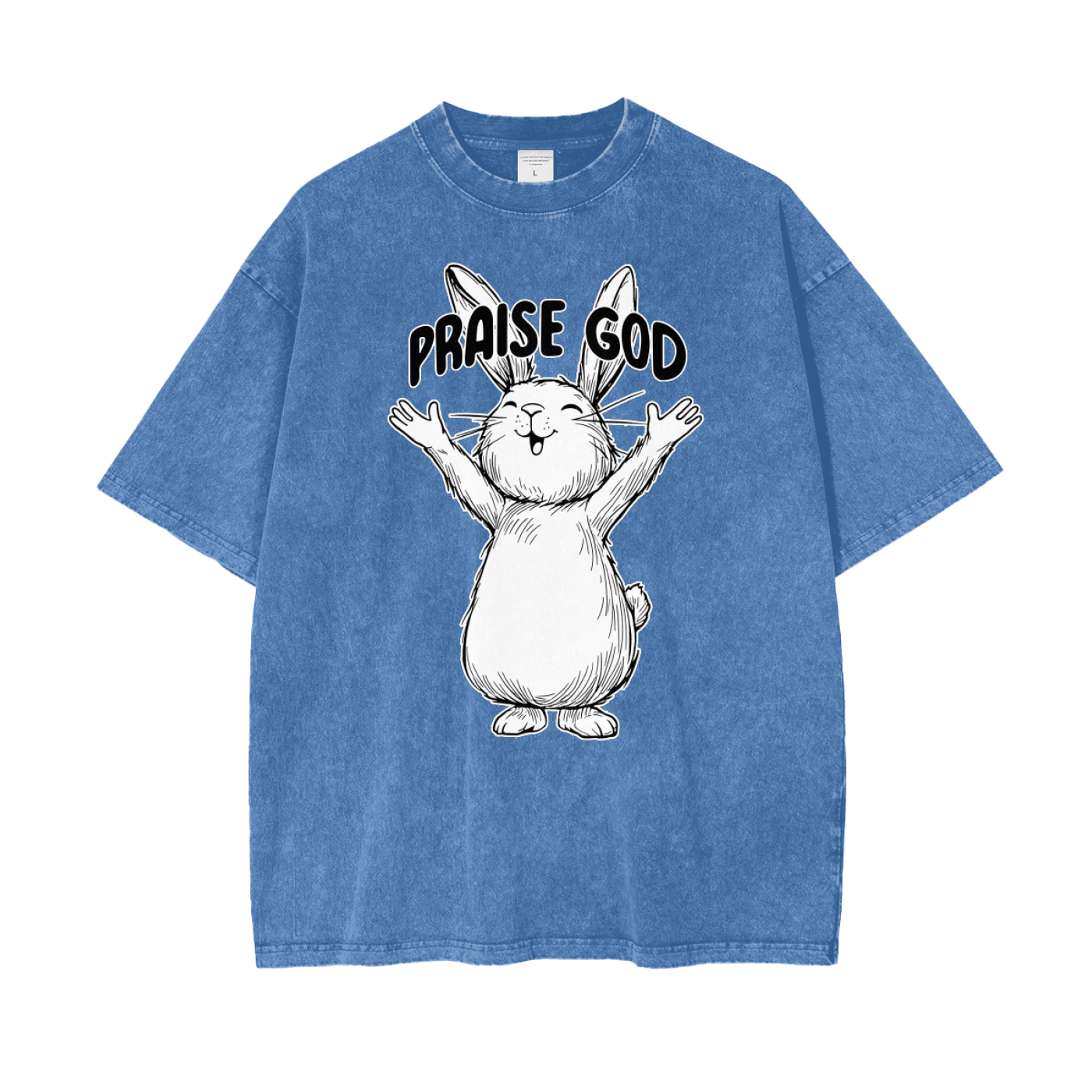 "Praise God Rabbit" Unisex Oversized Washed T-Shirt