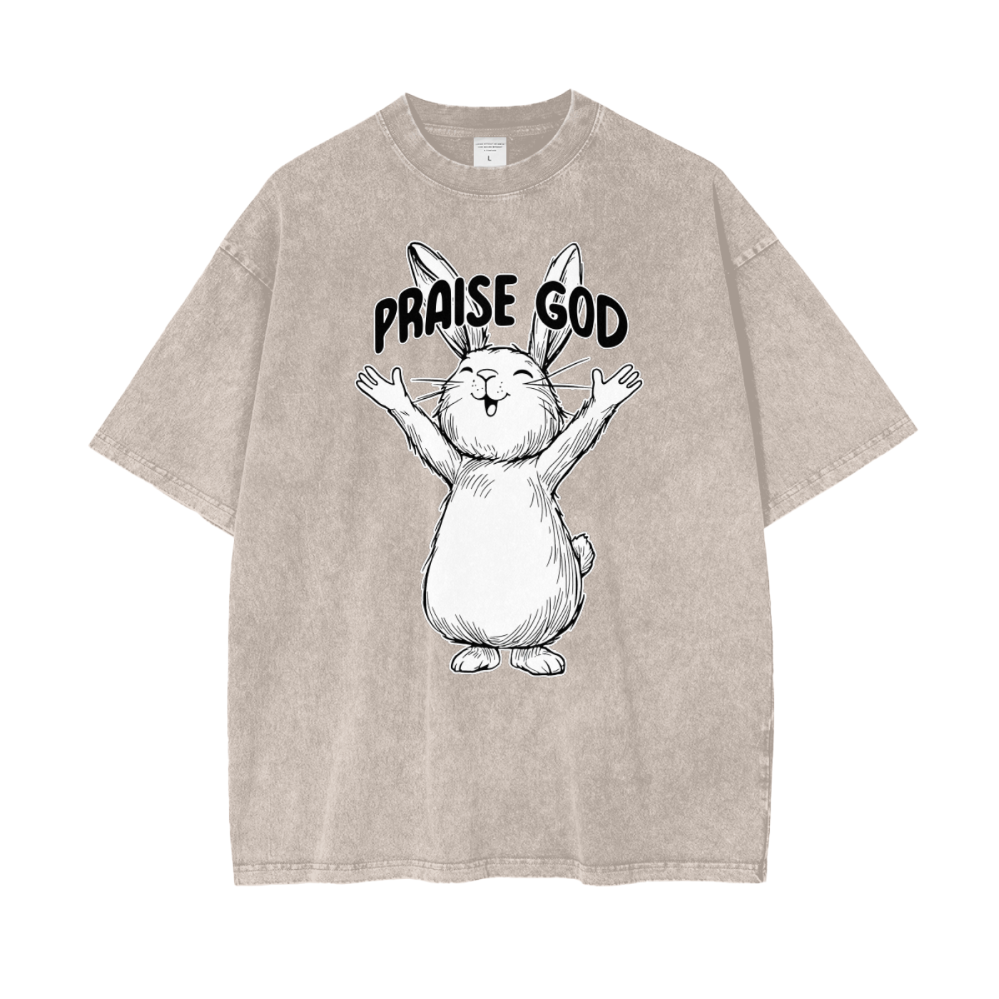 "Praise God Rabbit" Unisex Oversized Washed T-Shirt