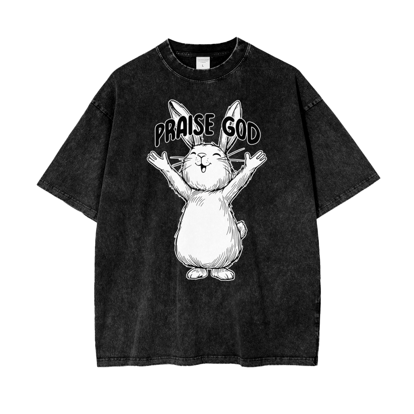 "Praise God Rabbit" Unisex Oversized Washed T-Shirt